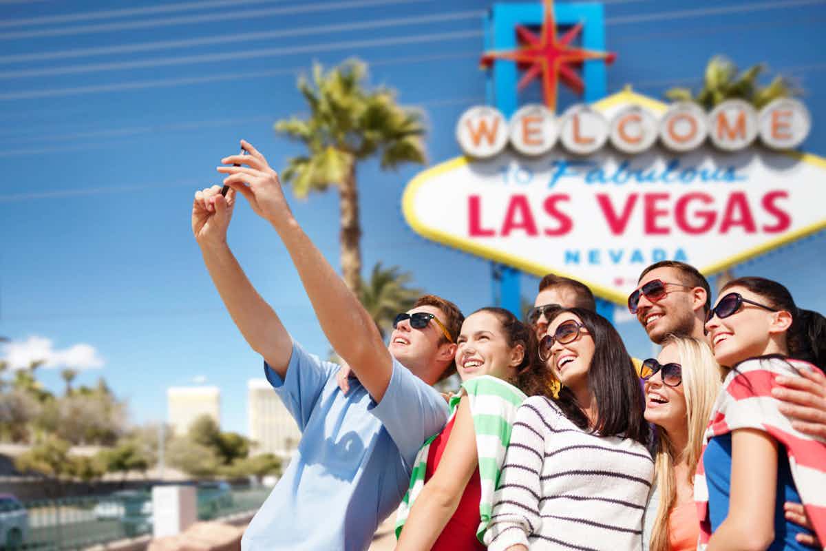 group taking a picture in las vegas